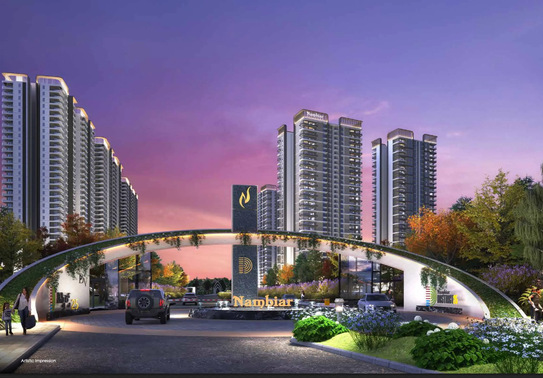 Nambiar District 25 towers overlooking the sports arena
